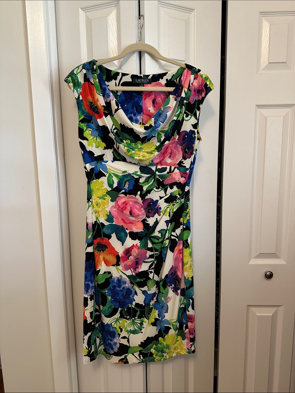 Lauren Ralph Lauren Floral Cowl Neck Sheath Dress in Multi